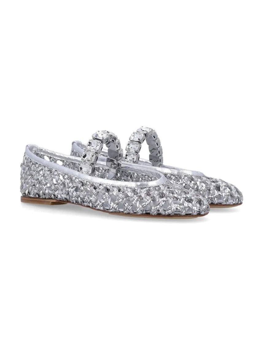 Delicate Woven Ballet Flats With Embellishments