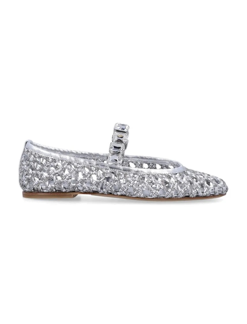Delicate Woven Ballet Flats With Embellishments