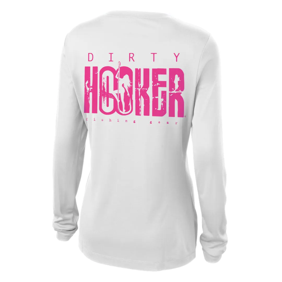 Dirty Hooker Classic Pink Ladies V-neck Dry Fit
