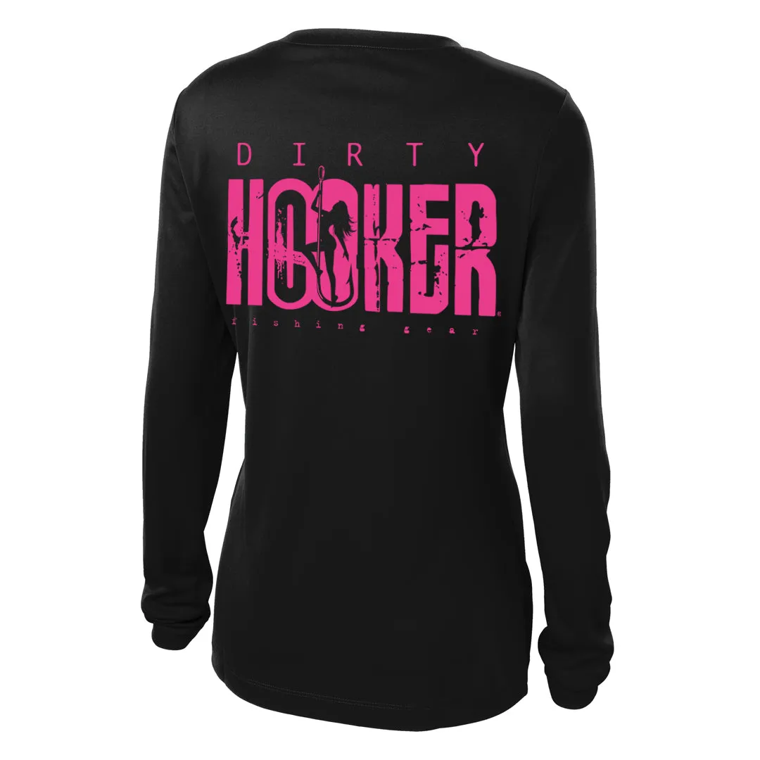 Dirty Hooker Classic Pink Ladies V-neck Dry Fit