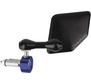 Driven Racing Halo Right Side Bar End Mirror - Stainless Steel - Blue DHBMRBL
