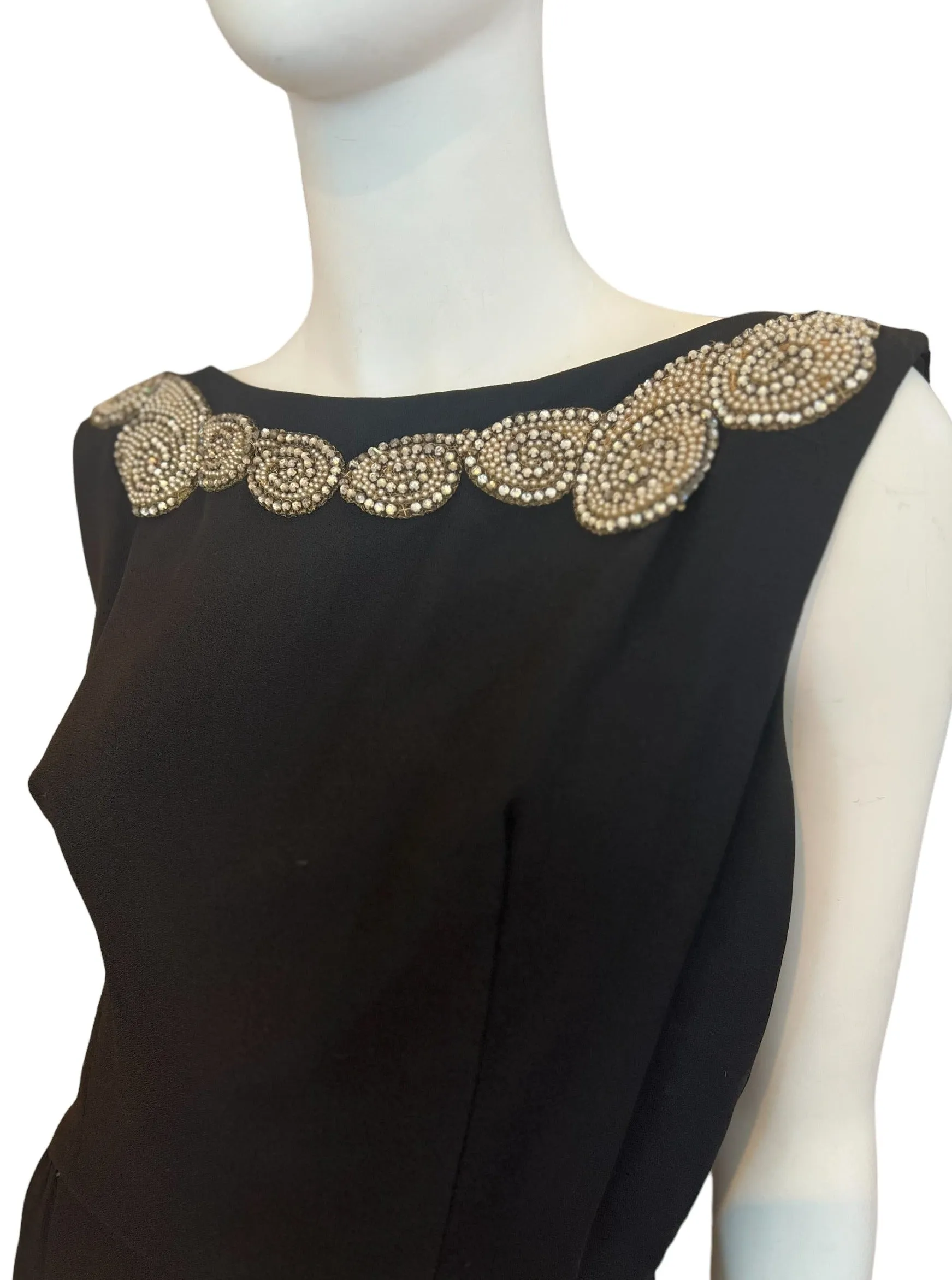 Embellishment Boatneck Gown