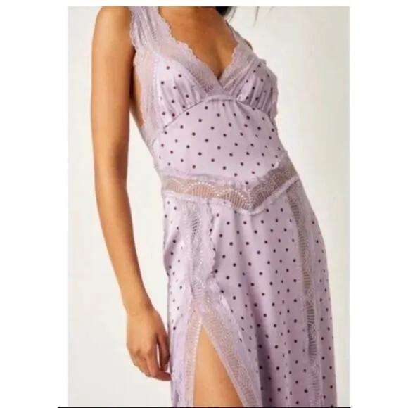 Free People Bad for You Slip / petal Lavender Polka Dot Short Dress