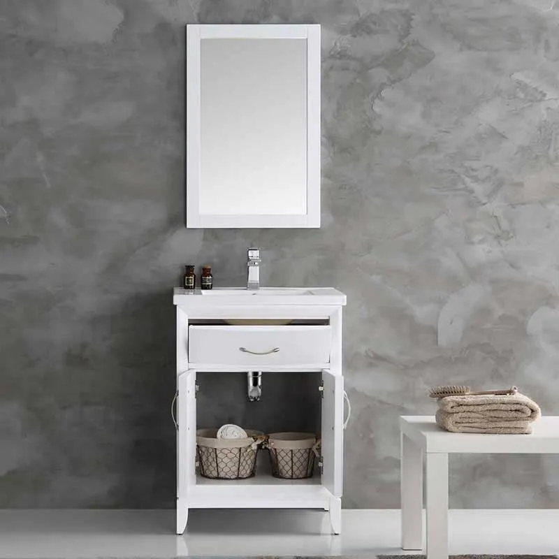 Fresca Cambridge 24" White Traditional Bathroom Vanity with Mirror
