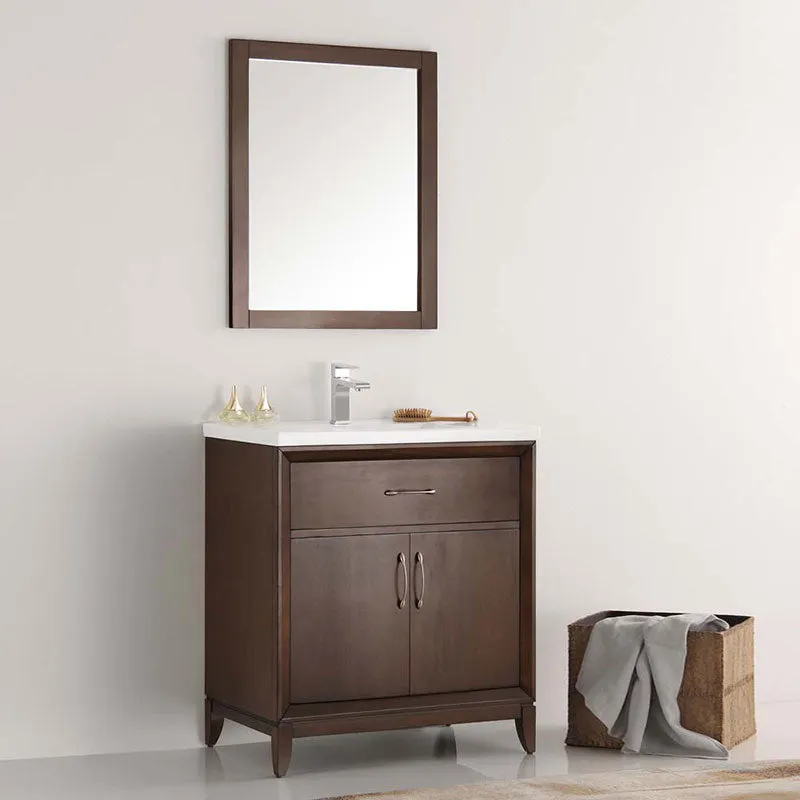 Fresca Cambridge 30" Antique Coffee Traditional Bathroom Vanity with Mirror