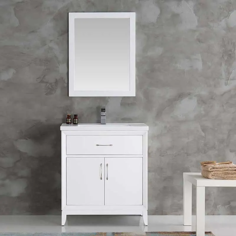 Fresca Cambridge 30" White Traditional Bathroom Vanity with Mirror