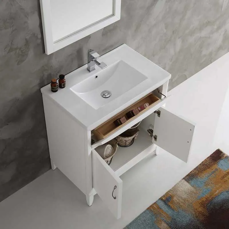 Fresca Cambridge 30" White Traditional Bathroom Vanity with Mirror
