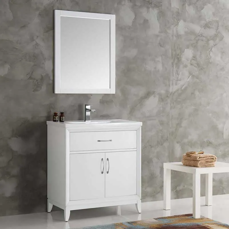 Fresca Cambridge 30" White Traditional Bathroom Vanity with Mirror