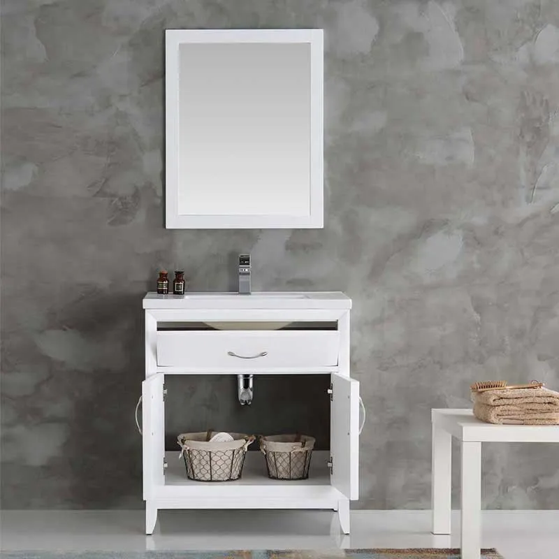 Fresca Cambridge 30" White Traditional Bathroom Vanity with Mirror