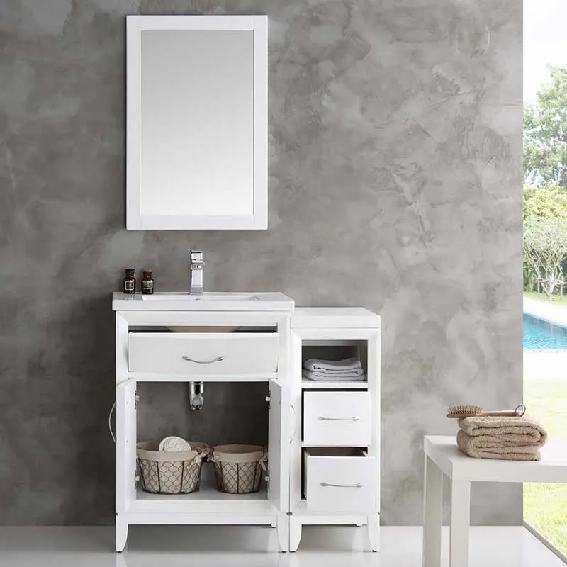 Fresca Cambridge 36" White Traditional Bathroom Vanity with Mirror