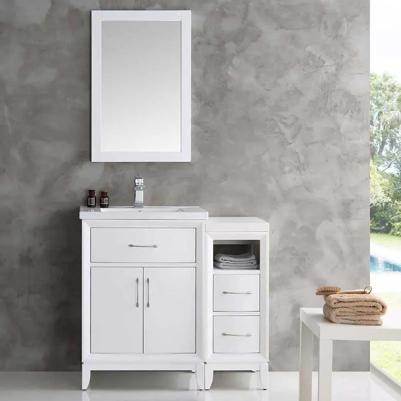 Fresca Cambridge 36" White Traditional Bathroom Vanity with Mirror