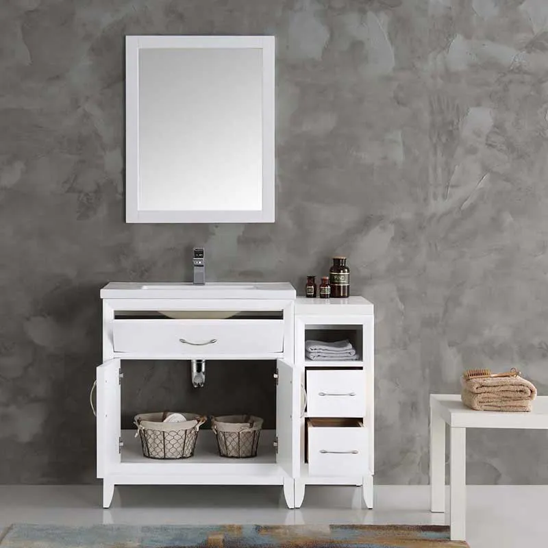 Fresca Cambridge 42" White Traditional Bathroom Vanity with Mirror