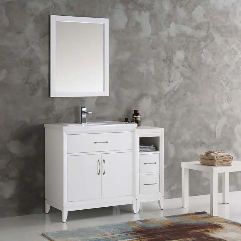 Fresca Cambridge 42" White Traditional Bathroom Vanity with Mirror