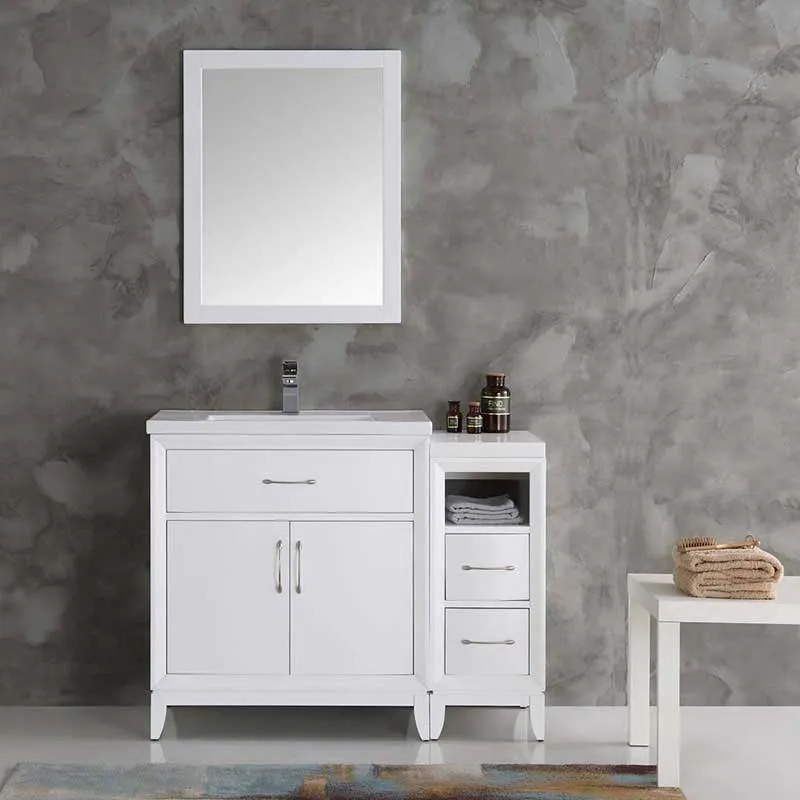 Fresca Cambridge 42" White Traditional Bathroom Vanity with Mirror