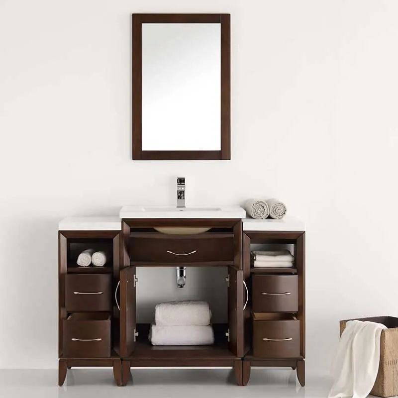 Fresca Cambridge 48" Antique Coffee Traditional Bathroom Vanity with Mirror