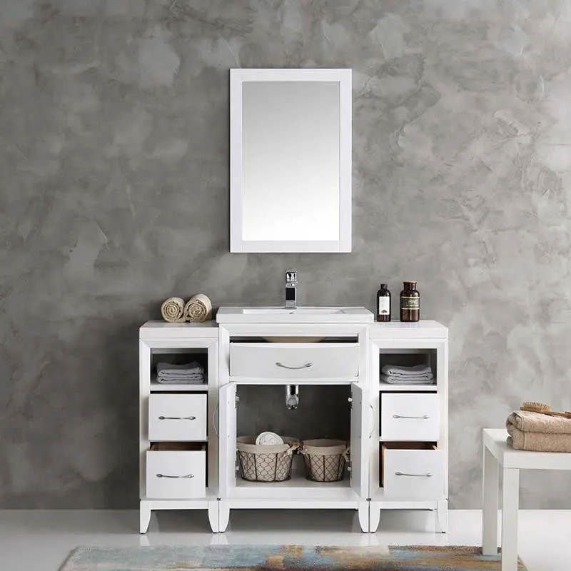 Fresca Cambridge 48" White Traditional Bathroom Vanity with Mirror