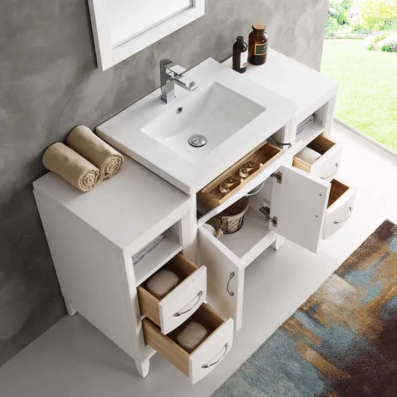 Fresca Cambridge 48" White Traditional Bathroom Vanity with Mirror
