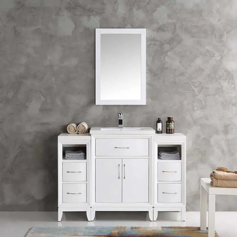Fresca Cambridge 48" White Traditional Bathroom Vanity with Mirror