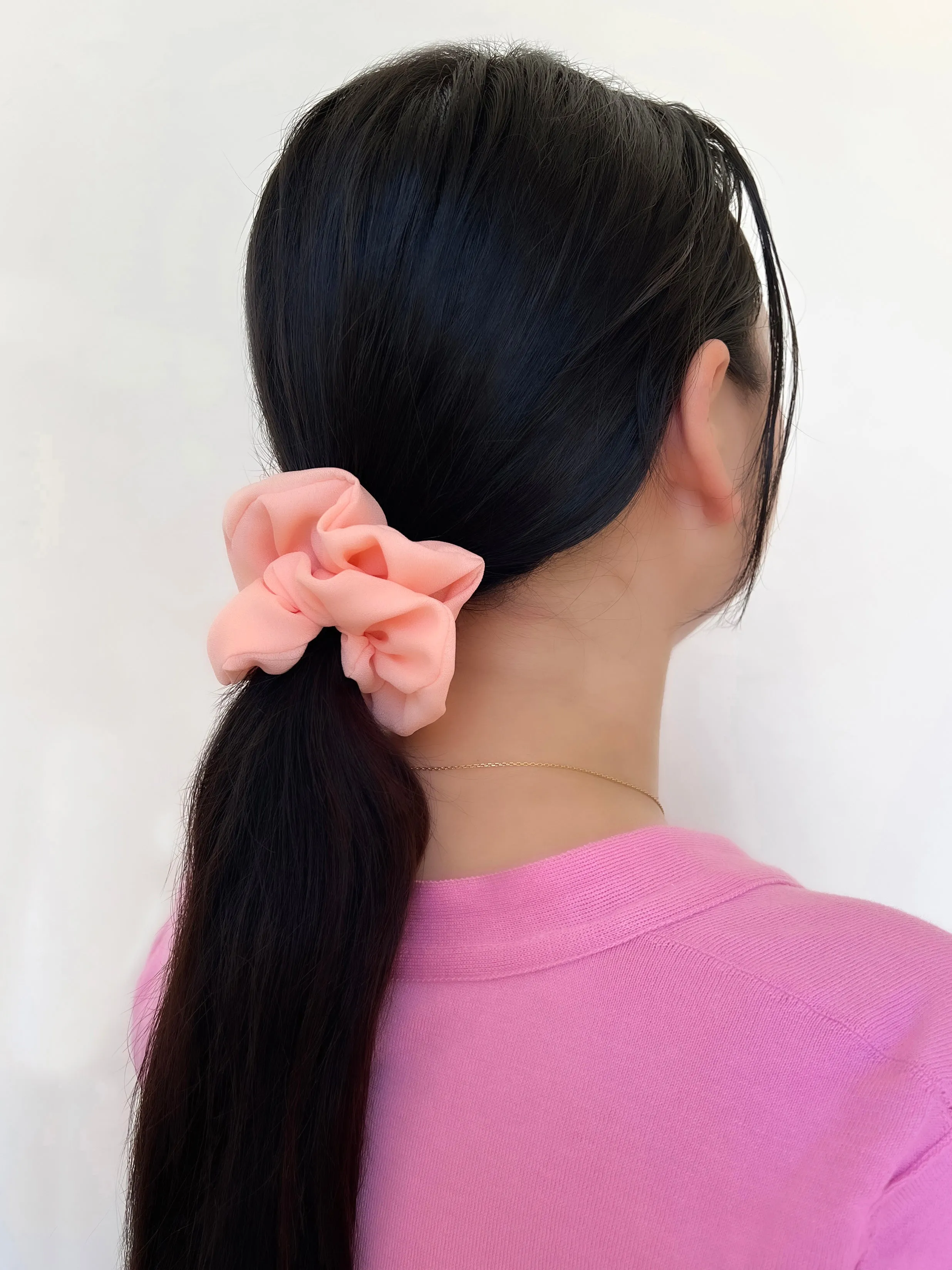 Georgette Navy Scrunchie