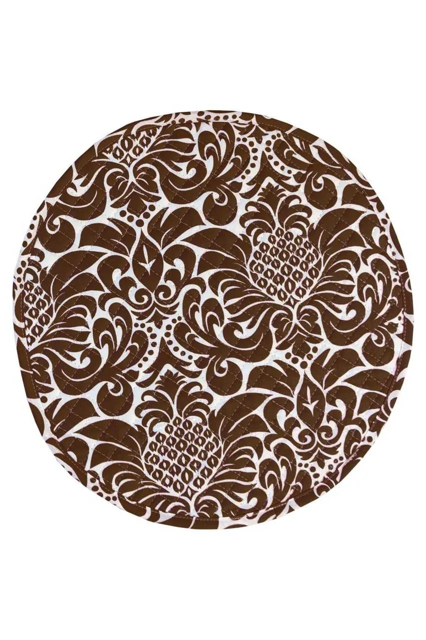 gracious chocolate brown reversible bold striped chocolate brown printed round quilted cloth placemats