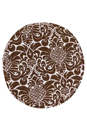gracious chocolate brown reversible bold striped chocolate brown printed round quilted cloth placemats