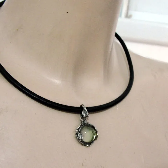 Hadar Designers Leather Green Florite 925 Sterling Silver Pendant (H) LAST