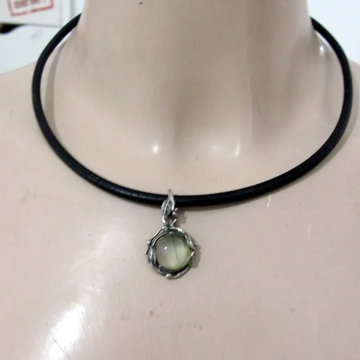 Hadar Designers Leather Green Florite 925 Sterling Silver Pendant (H) LAST