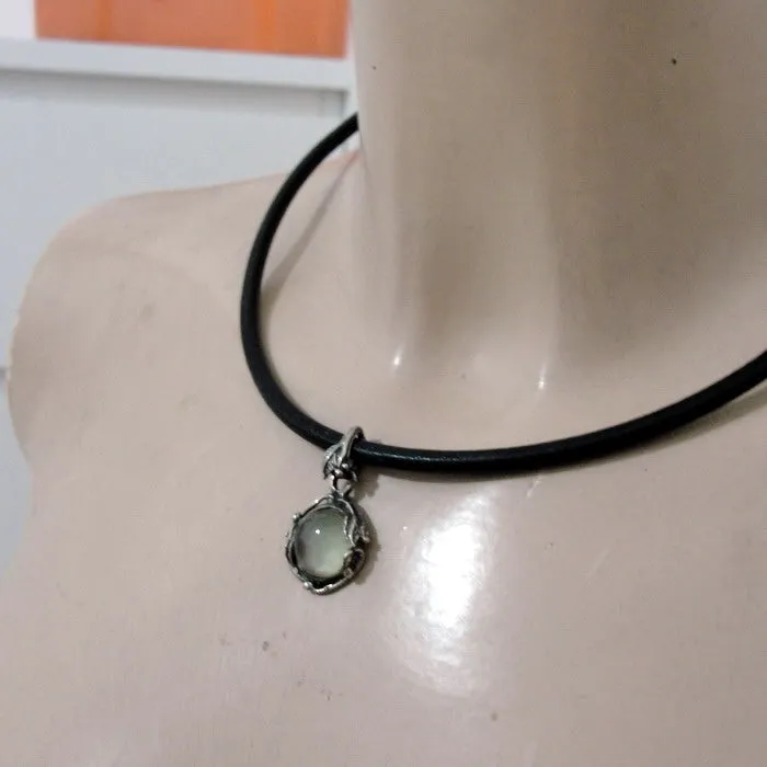 Hadar Designers Leather Green Florite 925 Sterling Silver Pendant (H) LAST