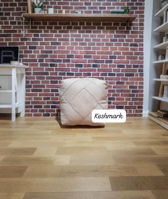 Handmade Tufted Leather Ottoman Pouf| Unstuffed Home Decor  | square Coffee Table Footstool