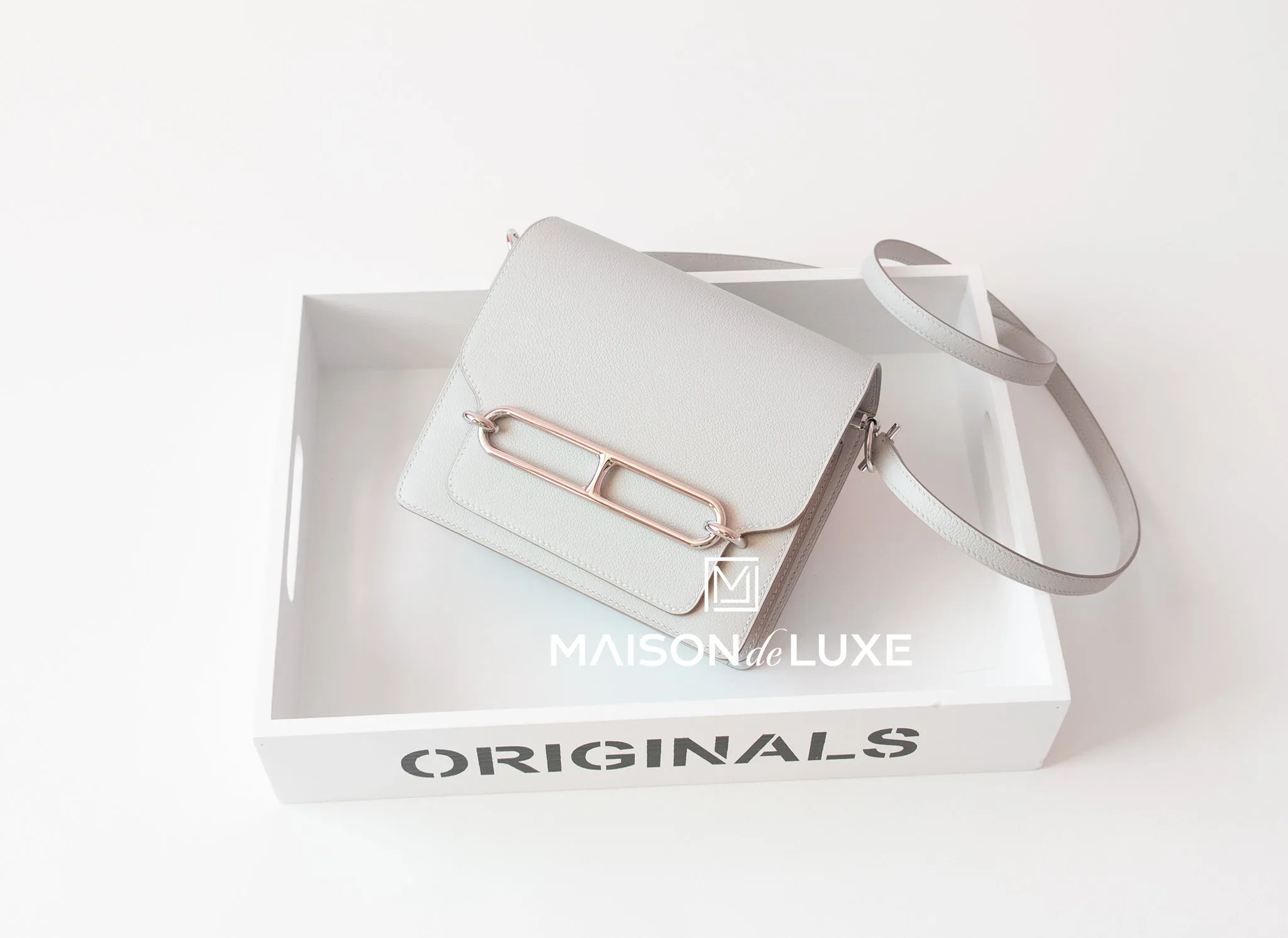Hermes Roulis Mini 18 Gris Perle Evercolor Handbag