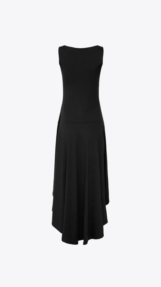 High Low Boat Neck Dress - Black