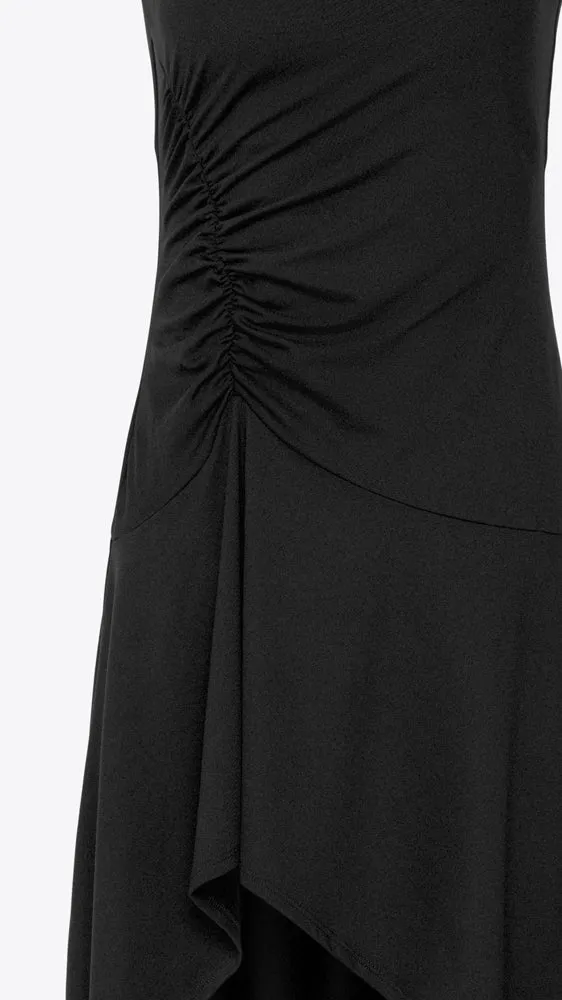 High Low Boat Neck Dress - Black