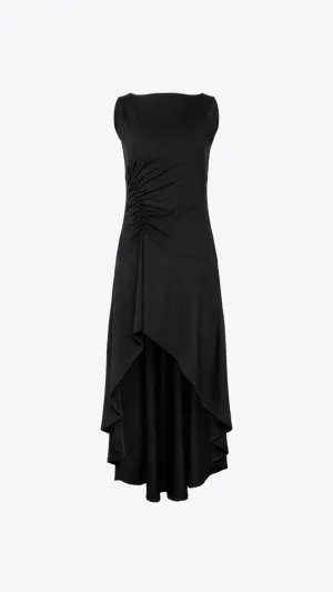 High Low Boat Neck Dress - Black