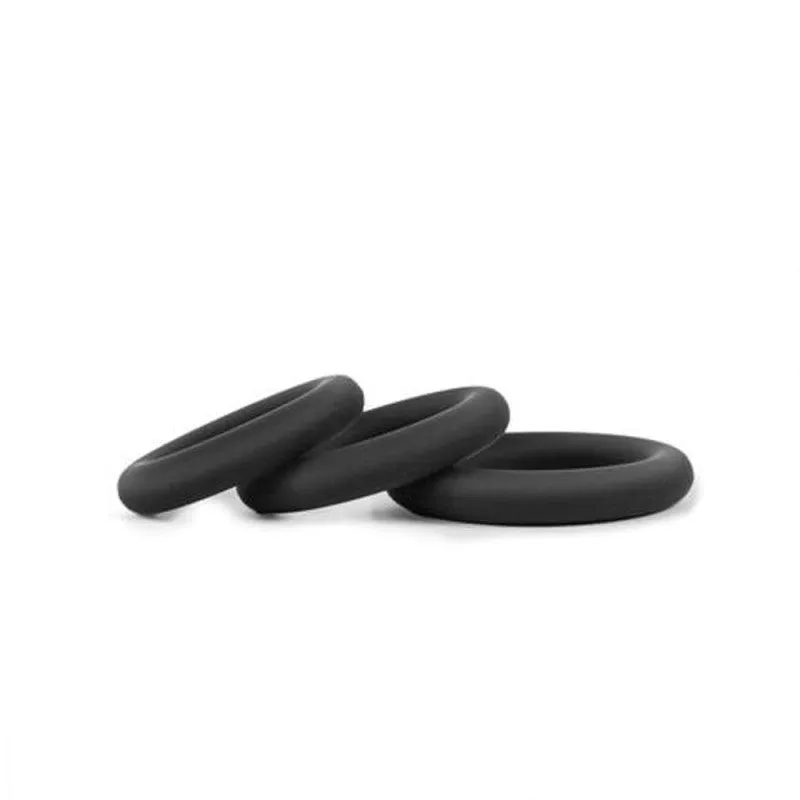 Hombre Snug-Fit Silicone Thick C-Rings - 3 Pack - Charcoal
