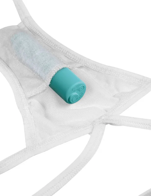 Hookup Panties Remote Bow-Tie G-String - White - Small - Large