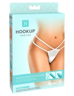 Hookup Panties Remote Bow-Tie G-String - White - Small - Large