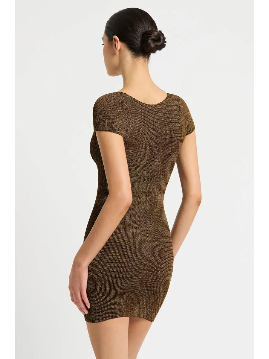 Jerrie Dress In Cocoa Lurex