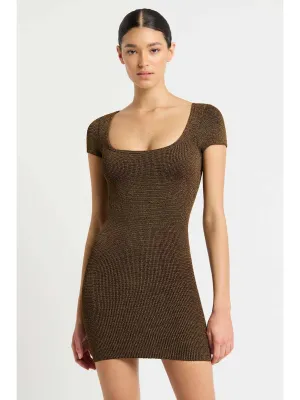Jerrie Dress In Cocoa Lurex
