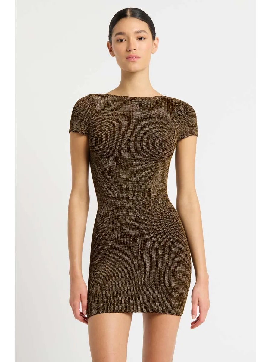 Jerrie Dress In Cocoa Lurex