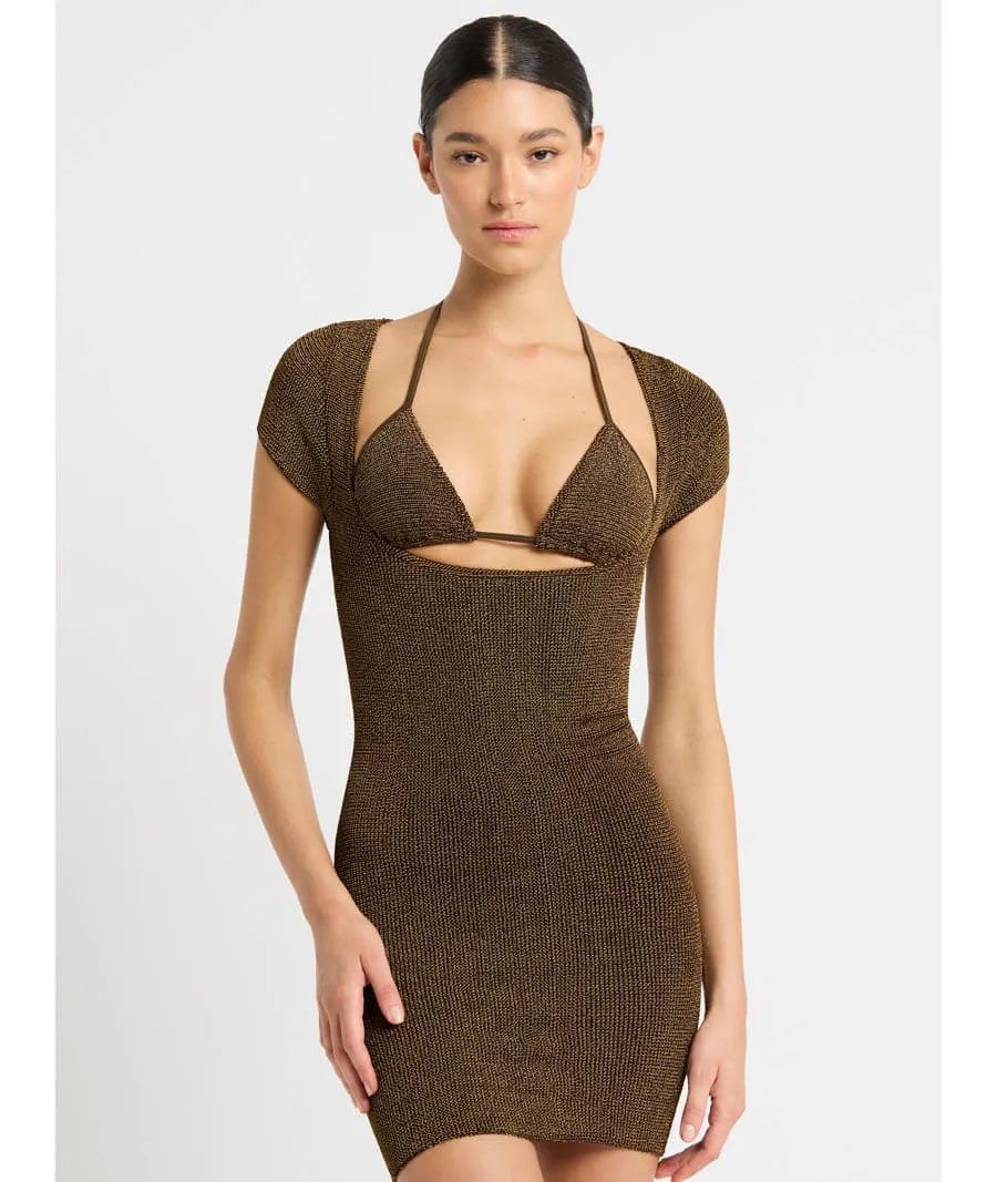 Jerrie Dress In Cocoa Lurex