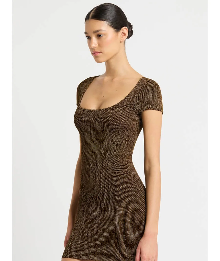 Jerrie Dress In Cocoa Lurex