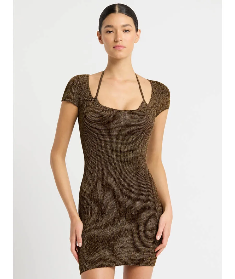 Jerrie Dress In Cocoa Lurex