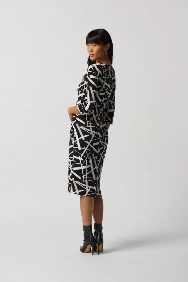 Joseph Ribkoff Black/Multi Abstract Print 3/4 Sleeve Sheath Dress 233175
