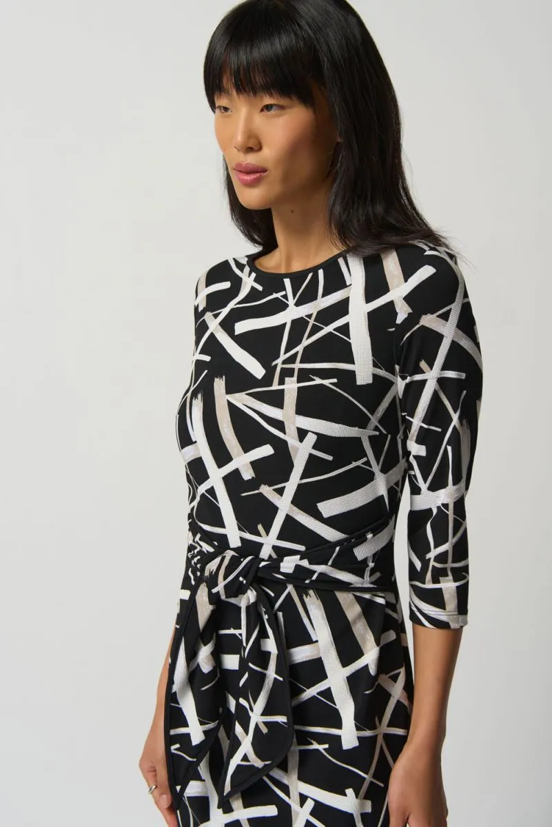 Joseph Ribkoff Black/Multi Abstract Print 3/4 Sleeve Sheath Dress 233175