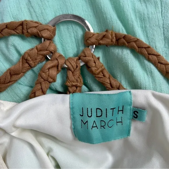 JUDITH MARCH Ocean Ombré Braided Leather Cotton Maxi Dress