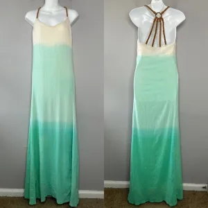 JUDITH MARCH Ocean Ombré Braided Leather Cotton Maxi Dress