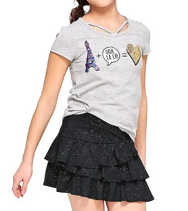 Justice Flip Sequin Criss Cross Tee