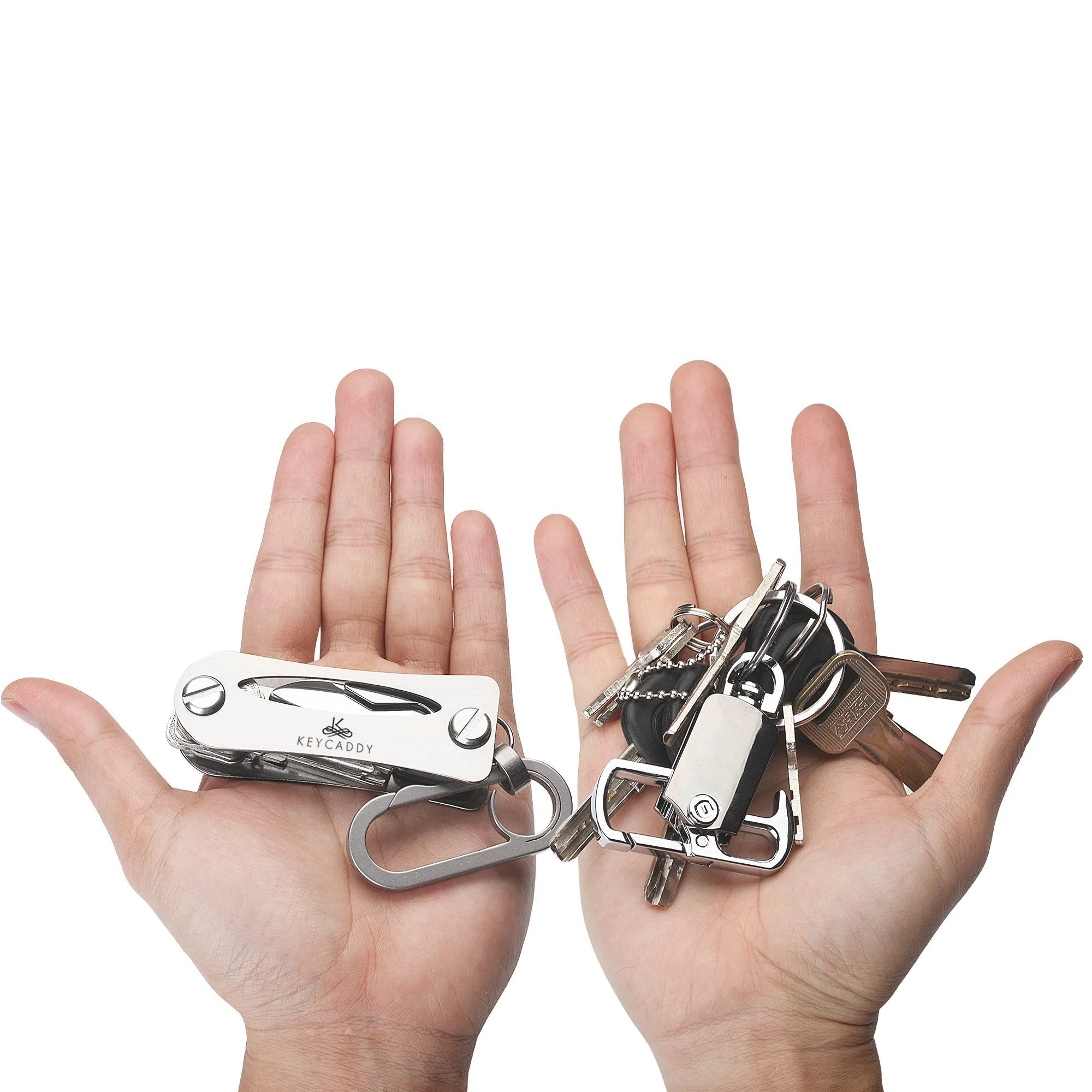 Key Caddy - Stainless Steel Compact Smart Key Organizer -Keychain Up To 16 Keys plus Anti Loosening Technology - Lightweight & Durable