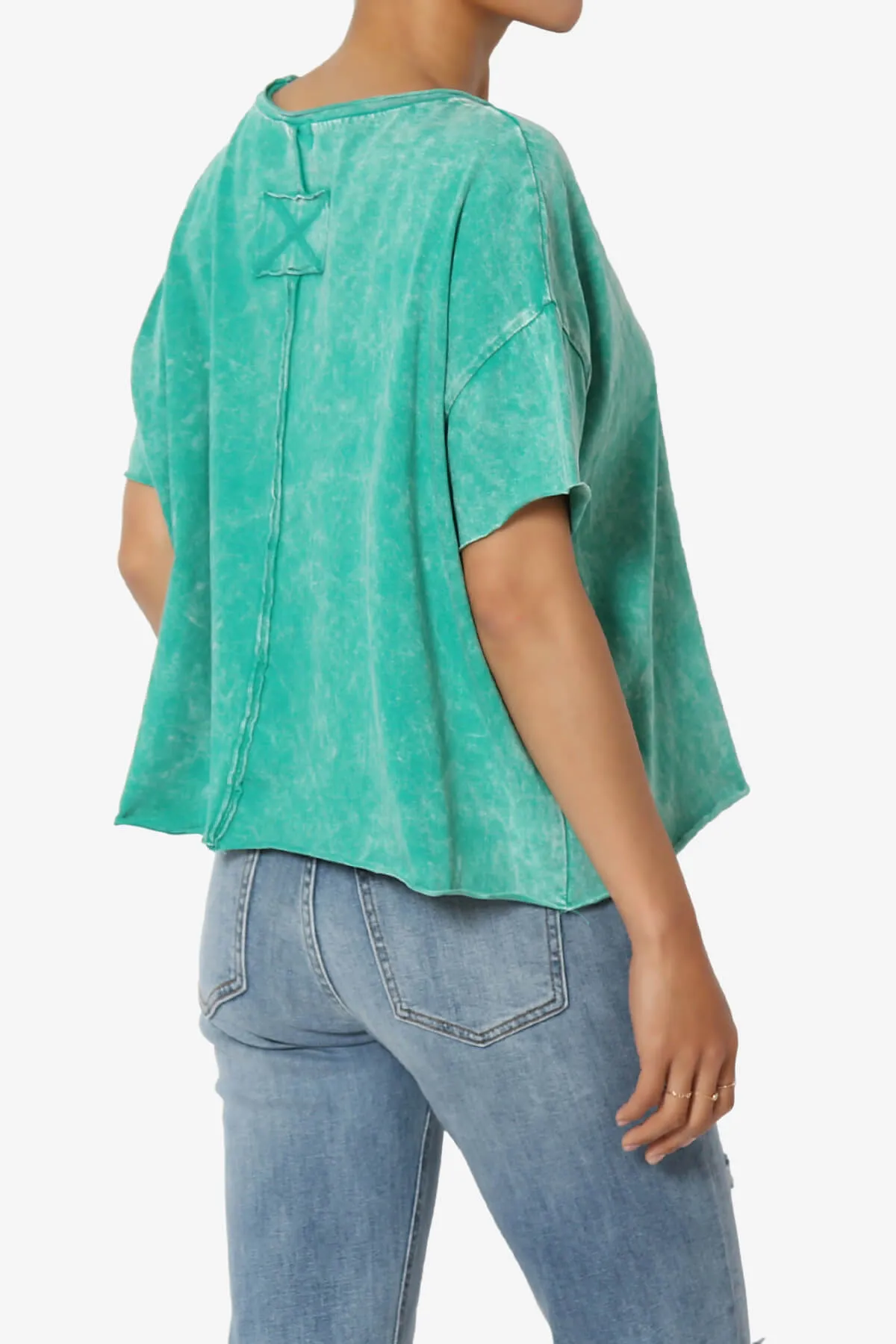 Kiralin Acid Wash Short Sleeve Crop T-Shirt