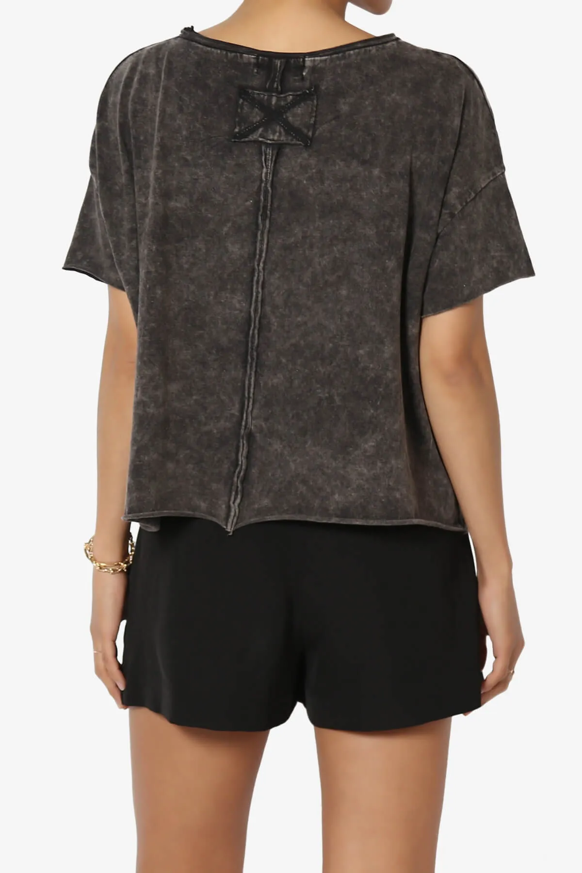 Kiralin Acid Wash Short Sleeve Crop T-Shirt